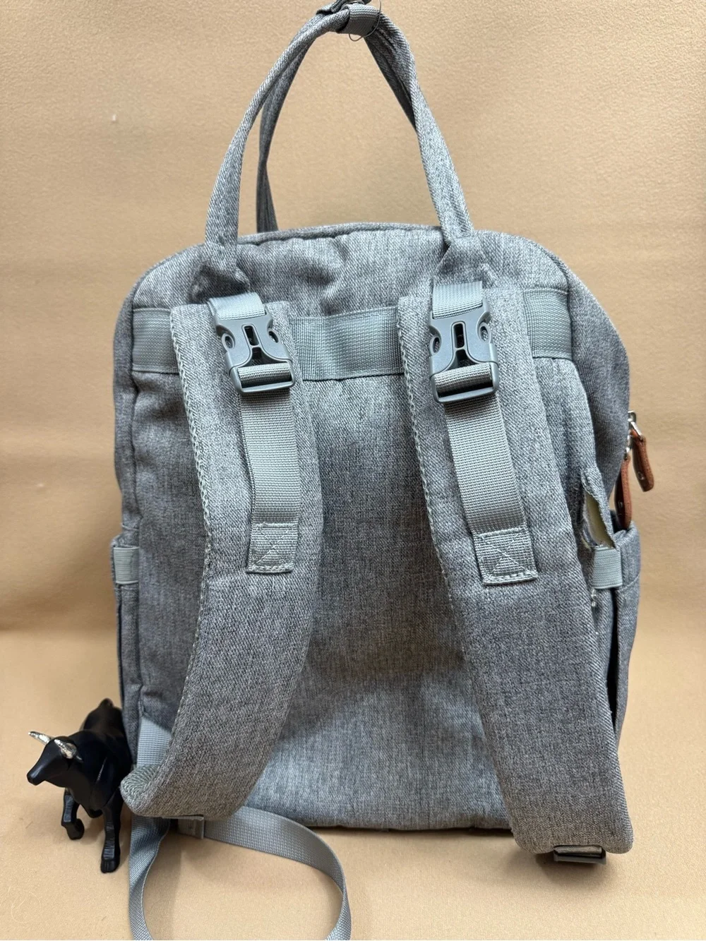 Gray Quilted Baby Diaper Backpack - Neutral Gray